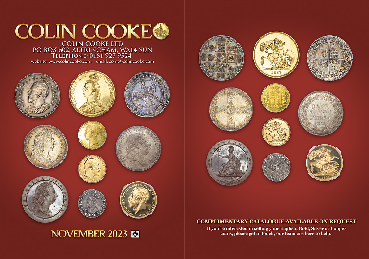 colincookecoins's tweet photo. Sneak preview of the front and back covers of our NOVEMBER 2023 List due out on Wednesday 25th October 2023. Please get in touch to request a copy. #coincollecting #numismatics #halfcrowns #coins #hammeredgold #coindealer #hammeredsilver #crowns #farthings #sovereigns #Guineas https://t.co/SxX6R84GnS
