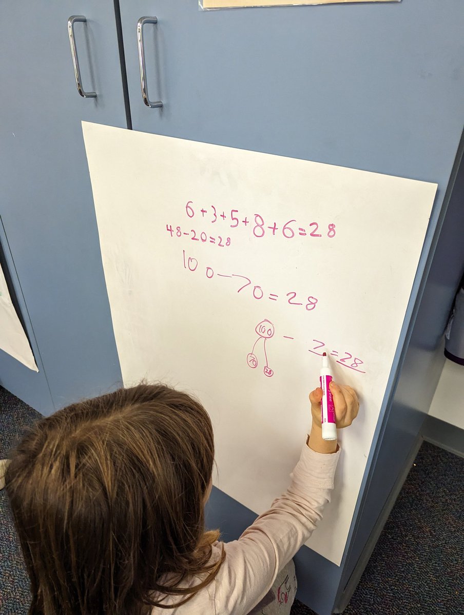 laurie_wasik's tweet photo. VNPs are up and running in @MsSMahal Loved the math thinking and discussions going on... Students sharing their strategies and how they used tools, used +/- 10's, etc. Look at how many different ways to solve this What's My Question problem!! 🎉 https://t.co/TJ1DwT7e3D
