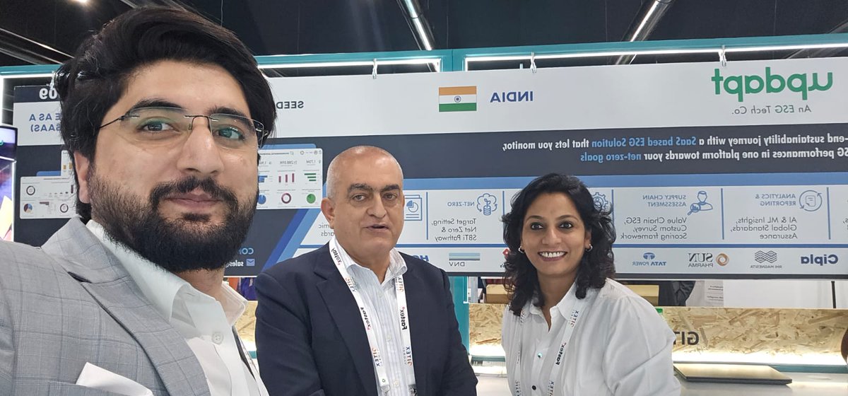 UpdaptCSR's tweet photo. Team @Updapt was happy to meet new set of people and also many known friends and partners from the fraternity at GITEX IMPACT, and look forward to nurture further the discussions that happened during the week to help businesses in #digitizing their #sustainability journey. https://t.co/s1yGtCB5PS