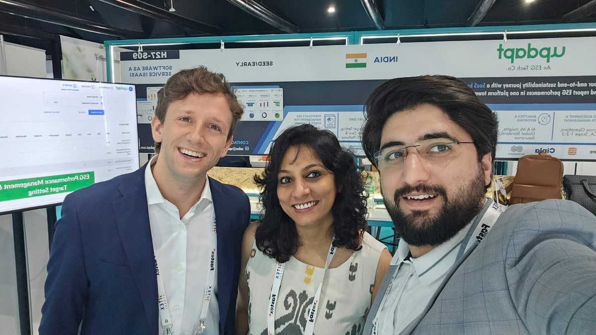 UpdaptCSR's tweet photo. Team @Updapt was happy to meet new set of people and also many known friends and partners from the fraternity at GITEX IMPACT, and look forward to nurture further the discussions that happened during the week to help businesses in #digitizing their #sustainability journey. https://t.co/s1yGtCB5PS