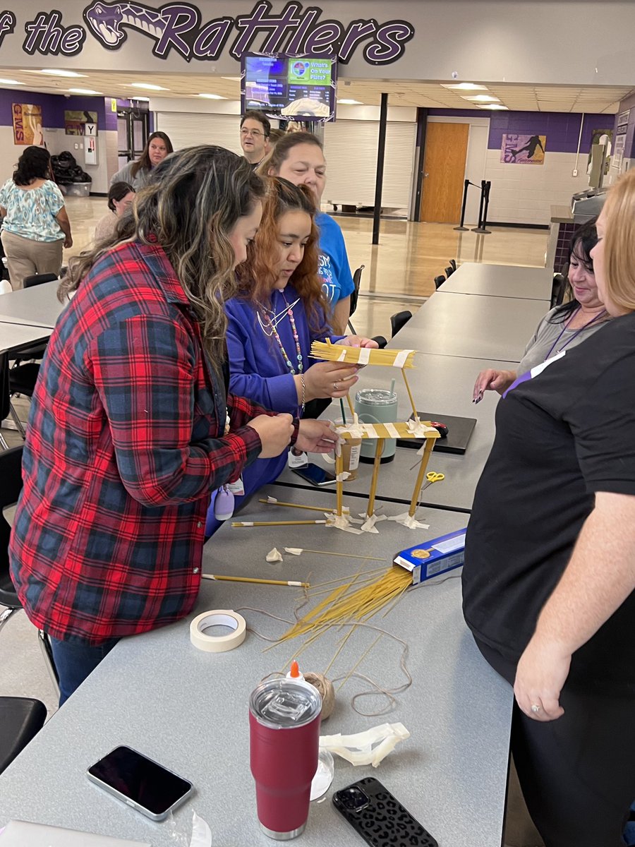 SMCISDsped's tweet photo. Team work and problem solving!! The ACL teachers and IAs work together to build a structure out of spaghetti noodles,tape and string that can hold a marshmallow. The competition was fierce! Great collaboration and communication! @Leabea21Leigha @LisaFranke https://t.co/sgBK4ThQ6G