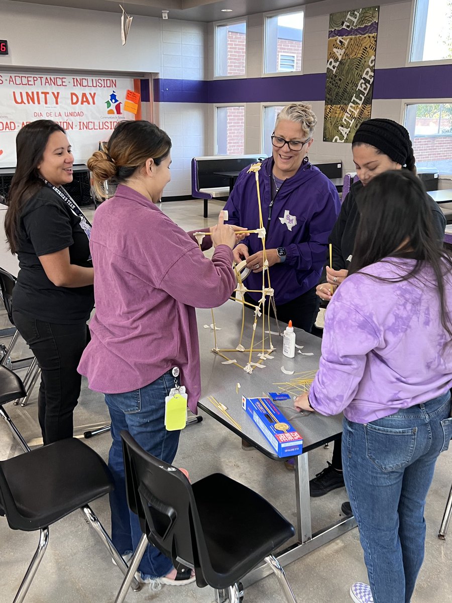 Team work and problem solving!! The ACL teachers and IAs work together to build a structure out of spaghetti noodles,tape and string that can hold a marshmallow. The competition was fierce! Great collaboration and communication! <a href="/Leabea21Leigha/">Leigha Murphree</a> <a href="/LisaFranke/">Lisa Franke</a>