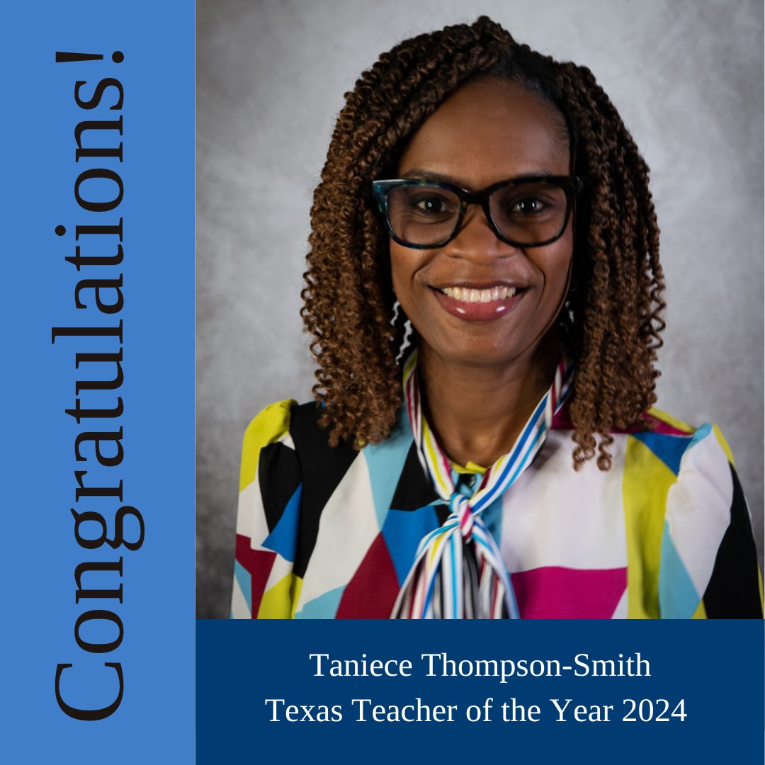 txstateteachers's tweet photo. Congratulations to #TeamTSTA member Taniece Thompson-Smith, a fifth-grade science teacher at Abilene ISD’s Stafford Elementary and Education Abilene member, who was named the 2024 Texas Teacher of the Year! https://t.co/YCo1TzMNhX