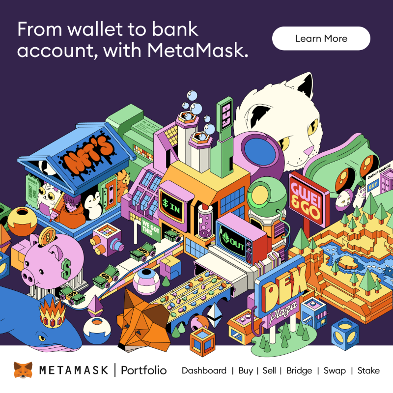 MetaMask's tweet photo. Control your crypto holdings and manage your web3 everything, all in one place with MetaMask Portfolio. Learn more.