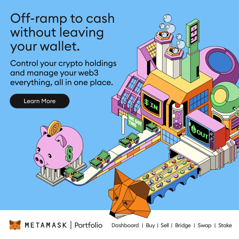 MetaMask's tweet photo. Control your crypto holdings and manage your web3 everything, all in one place with MetaMask Portfolio. Learn more.