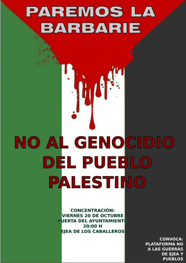 ApoyoMutuoAra's tweet photo. En breve en #Ejea #Exeya
Y otras convocatorias en #Samianigo #Sabiñánigo #Teruel #Zaragoza
#Aragon con #Palestina
Recomendamos este audio de @Laespiralibre
https://t.co/JMK08fOIkq https://t.co/07ZksIn0iz