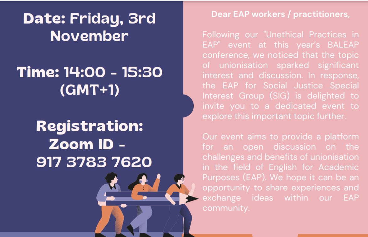 EapForSJ's tweet photo. Join us for an event on #unionisation, Nov 3, 2-3:30pm UK time via Zoom: https://t.co/Q9qEMwQrVM. Share experiences on our Padlet: https://t.co/49ixfs2gMa #EAPUnionTalks @baleap @IwonaPringle @HardmanWil @NeilsonGAllison https://t.co/KN0cHkVWvJ