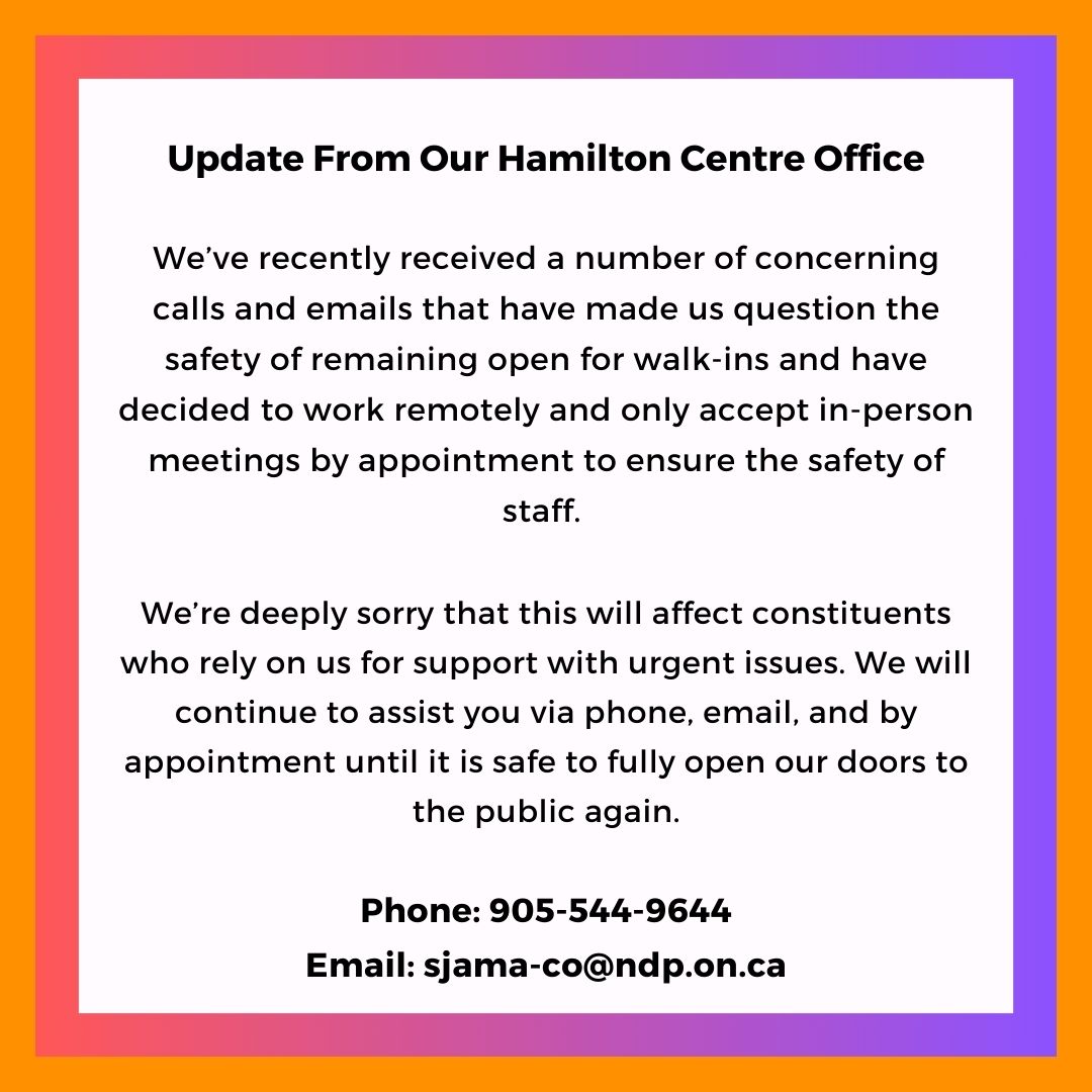 SarahJama_'s tweet photo. We’ve recently received a number of concerning calls and emails that have made us question the safety of remaining open for walk-ins and have decided to work remotely and only accept in-person meetings by appointment to ensure the safety of staff. 1/ https://t.co/bISmHAzplu