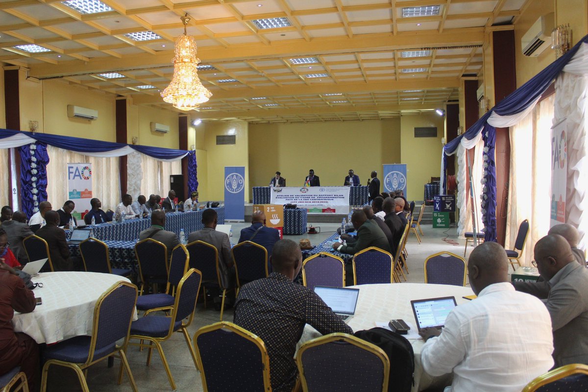 FAOCentrafrique's tweet photo. La @FAOCentrafrique a procédé ce jour à l’évaluation de son Cadre de Programmation Pays 2018-2022 pour la RCA🇨🇫. 
Cet exercice a permis la mise en lumière la contribution de la @FAO au #RCPCA, et d’orienter les actions futures de l'organisation selon les priorités du @GouvCF. https://t.co/KTarJVt4Qv
