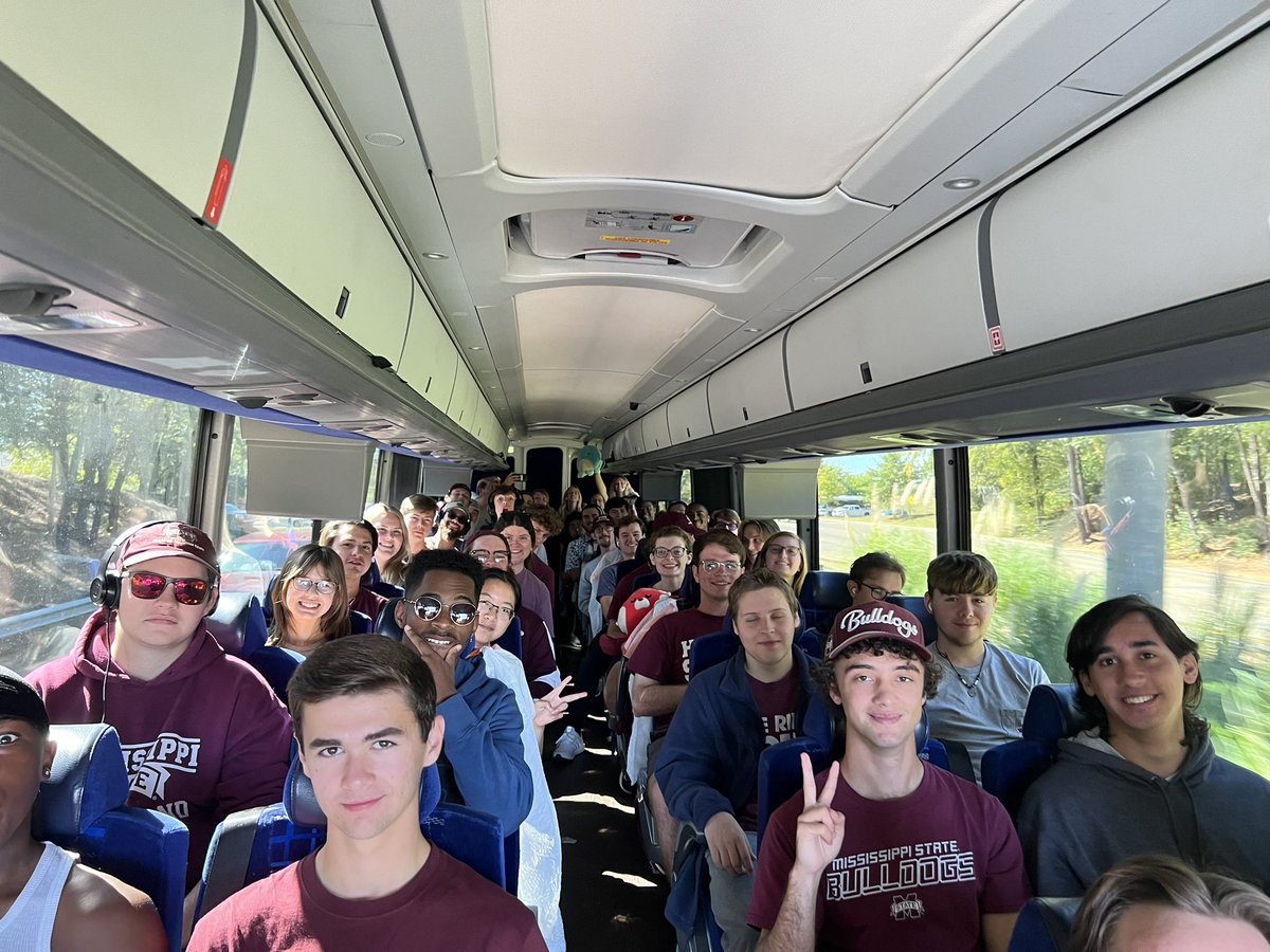maroonband's tweet photo. We gave @FMBus1 and @FMBus2 the weekend off, so the pep band is on the road to Fayetteville with high quality transportation provided by @FMbus3 and @FMBus4. #HailState https://t.co/U17nUhDTGP