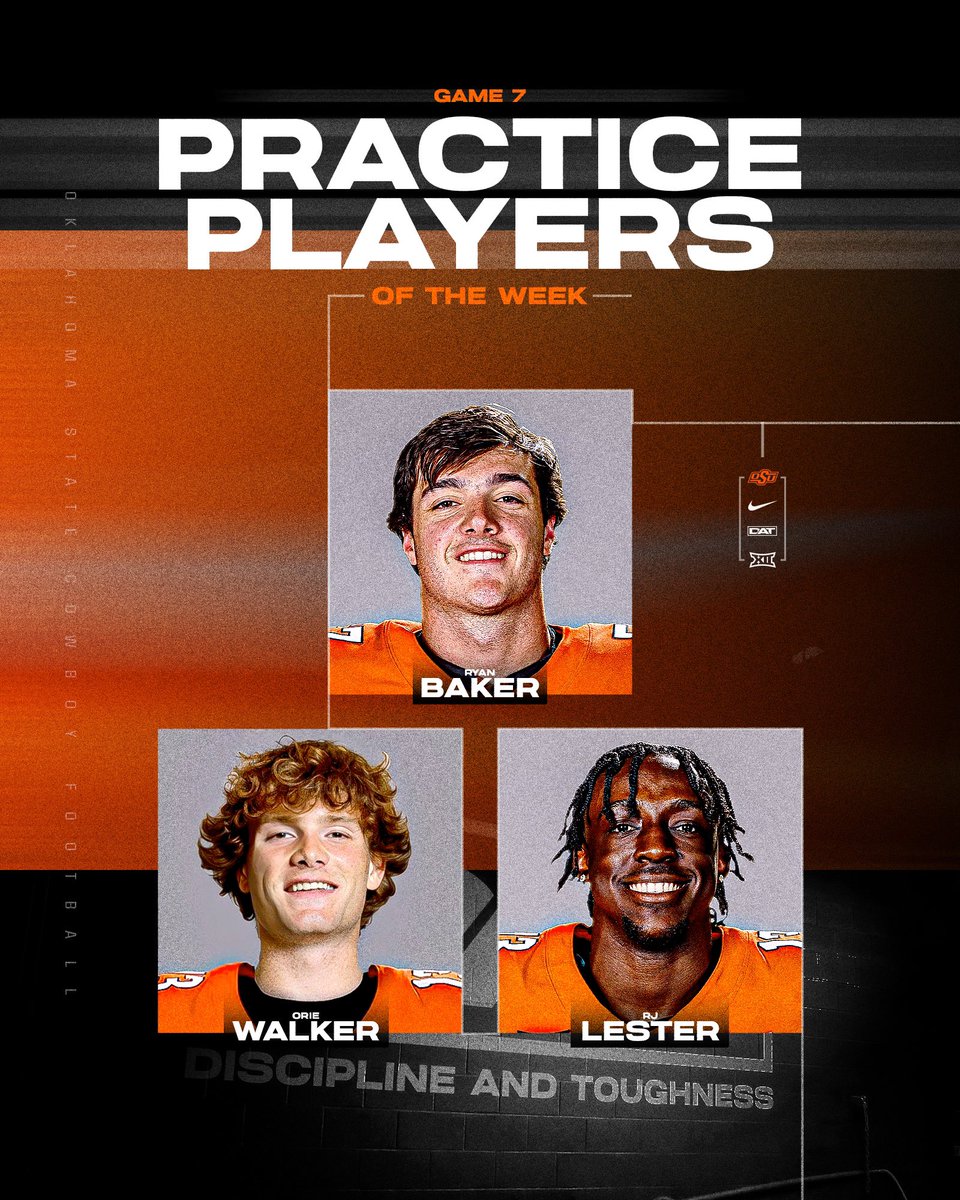 CowboyFB's tweet image. Practice players of the week 🤠

#GoPokes | #DAT