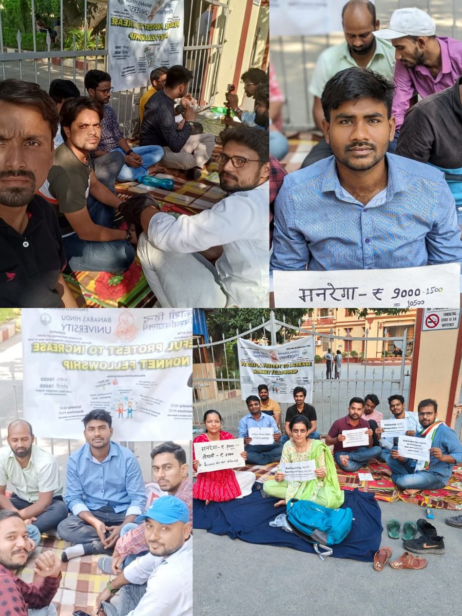 ainrsc's tweet photo. #NonJrfFellowshipHike
Hundreds of research fellows from all departments and faculties at the prestigious research university, BHU, have peacefully protested for the fourth consecutive days, fervently advocating for a much-anticipated and essential hike in the Non-Net fellowship. https://t.co/ybIRXzBlLi