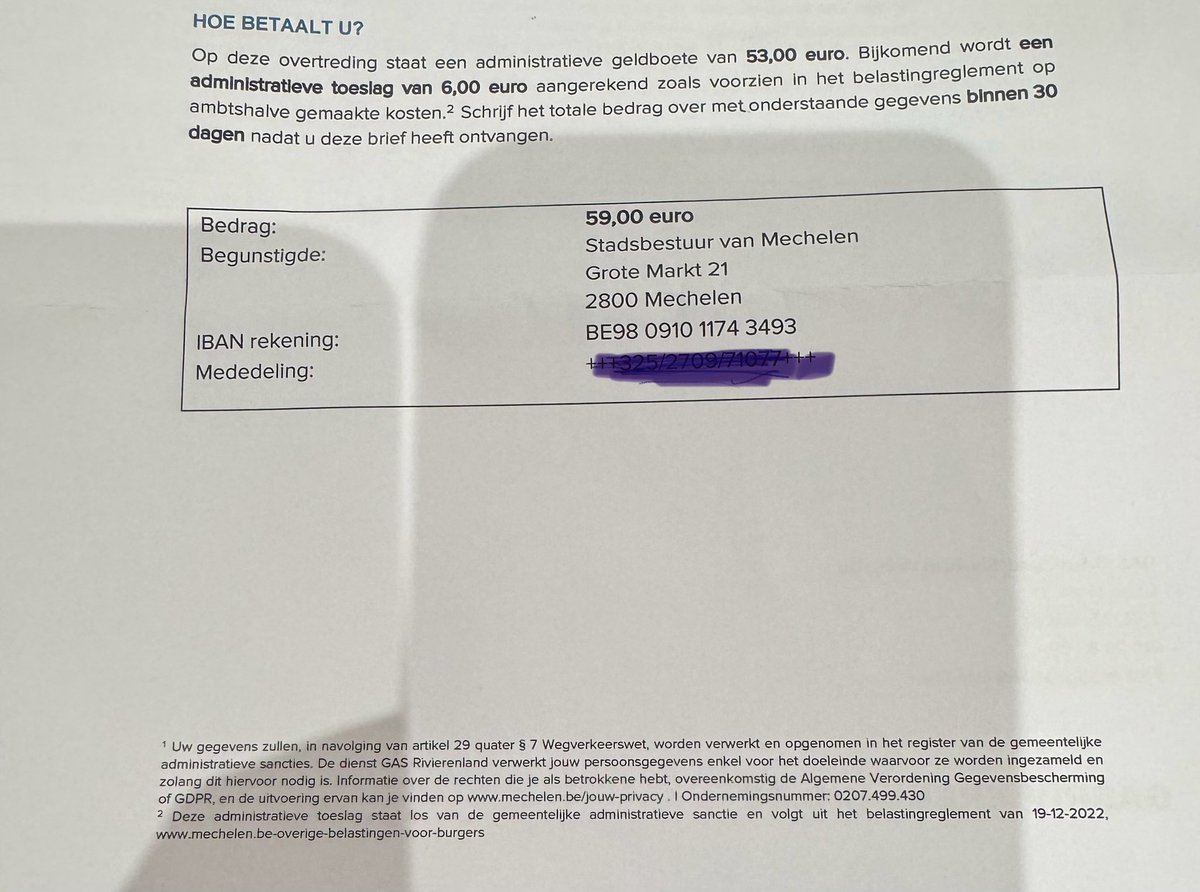 ArmandVervaeck's tweet photo. Weer een boete Gepakt o/e onbewaakt moment ZONDER ook maar één levend wezen in de buurt. 37 (gecorrigeerd naar 31) in Mechelen (zone 30). 53 € maar ze hebben er NOG EENS  6€ belastingen bij gedaan = 59 Euro. De bende van NOOIT GENOEG. Poll eerder deze week: 17% kwijt 🏆🔥🍾🤡 https://t.co/1MhUktyMm8