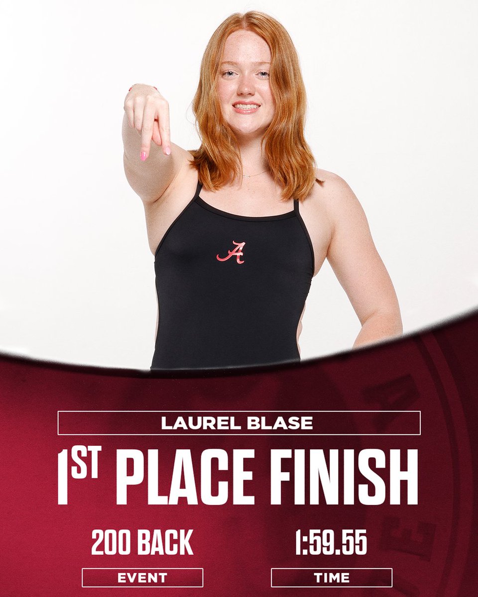 Laurel Blase drives to the wall for a time of 1:59.55 #RollTide