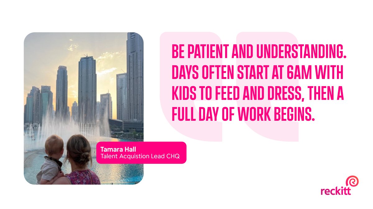 How can managers support working parents to find balance? Her team’s understanding of the importance of planning and boundary has been invaluable for Tamara. We are committed to empowering working parents like Tamara. spkl.io/60194WC1l #WeAreReckitt #WorkingParent