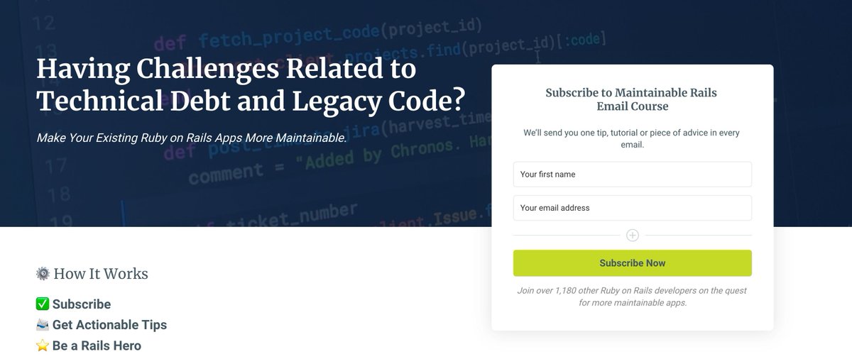 planetargon's tweet image. Don’t Let technical issues get in the way of #maintaining your app. Check out our Forever Free e-course to help you navigate some of the challenges related to #legacycode.
✅ Enroll in Course
📨 Get Actionable Tips
⭐ Be a Rails Hero
bit.ly/3SSrpCR