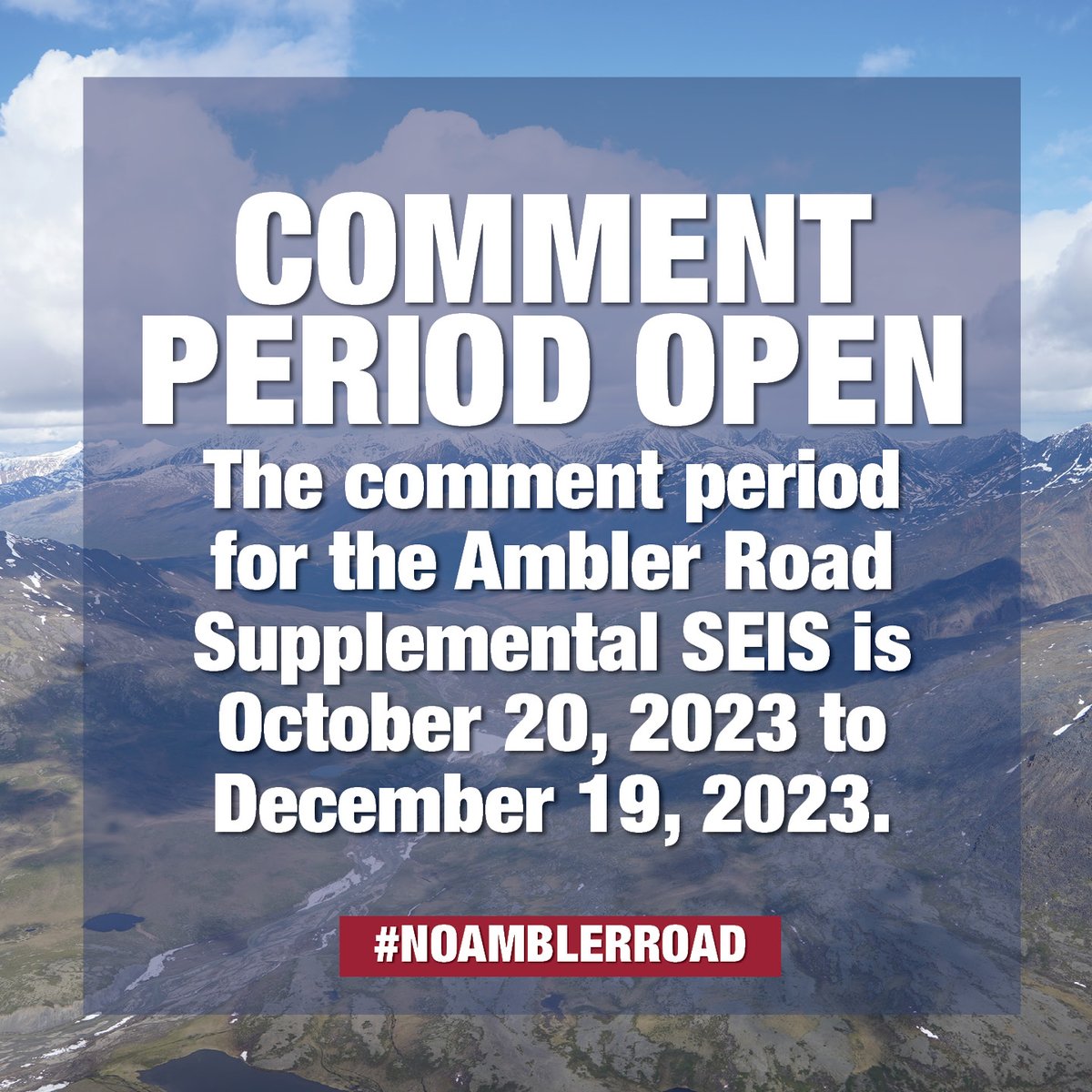 TananaChiefs's tweet photo. NO ROAD TO AMBLER

The Ambler Road Draft Supplemental Environmental Impact Statement (SEIS) comment period opens today. #TananaChiefs calls on Tribal members, Alaskans, and fellow Americans to share our  opposition to Ambler Road. Submit your comment here: https://t.co/mLLHtQjXND https://t.co/FRY7J1Cicb