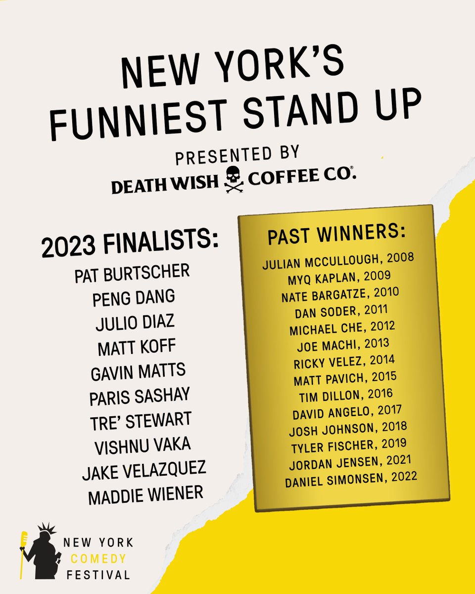 We've seen great comedians breakthrough and win in year's past, but who's going to take the crown this year? Find out during New York's Funniest Stand Up presented by @DeathWishCoffee on 11/11 at the Hard Rock Hotel NY hosted by 2014 winner, Ricky Velez!  nycomedyfestival.com