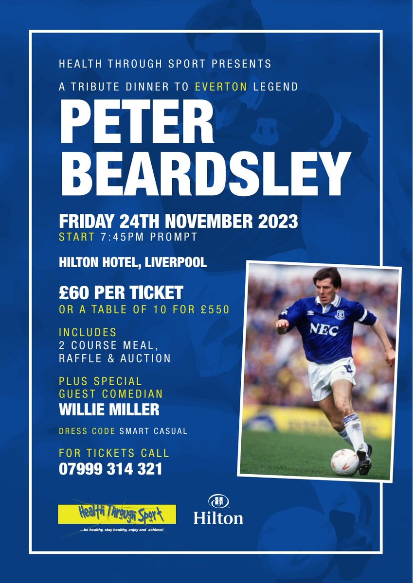 A Great Night Not to be Missed!
Are you free 24th Nov?
Get your tickets now! Not many left!
See you there 😉
Please retweet and share with your fellow blues!
#HealthThroughSport #MentalHealthCharity #FootballLegends #EFC #Everton #LiverpoolEcho