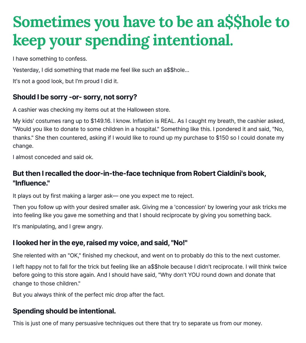 Winning by being an a$$hole at Spirit Halloween.

#ship30for30 #money #intention