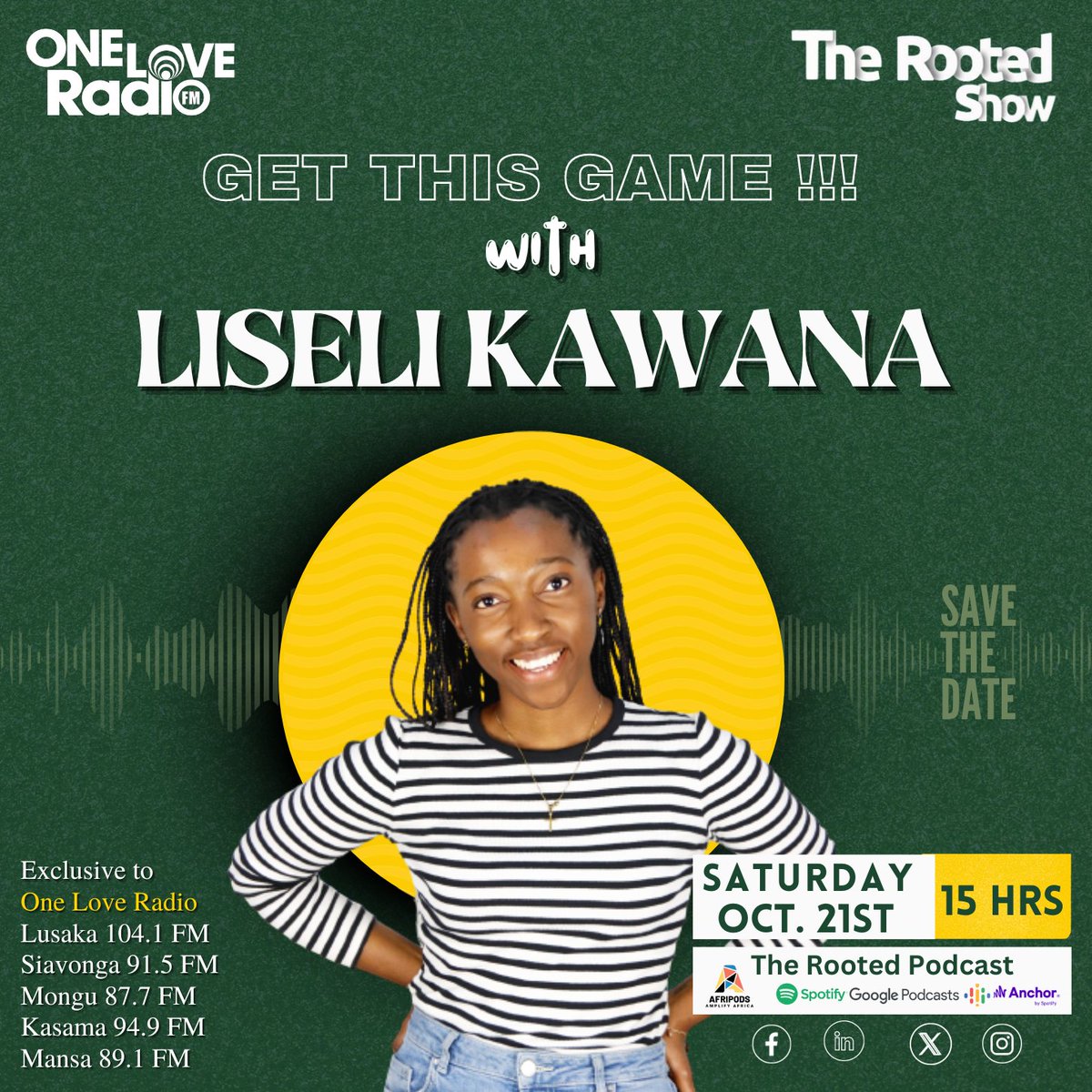 ShowRooted's tweet image. 🎮 𝐑𝐞𝐚𝐝𝐲 𝐭𝐨 𝐋𝐞𝐯𝐞𝐥 𝐔𝐩?

 Join us for a captivating conversation with @KawanaJay, founder and CEO of @liselijdesign. Discover her startup journey and more!

🗓️ Oct 21, 2023 ⏰ 3 PM Sharp
 📻 onelovezambia.com
🔉 Tune in online at