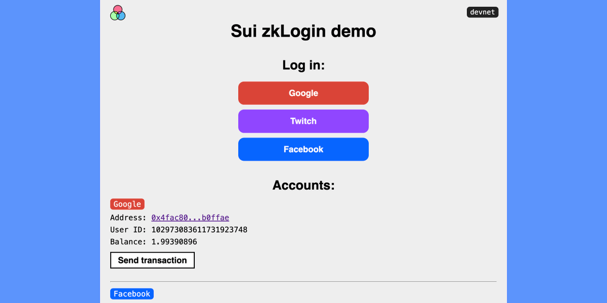 My Sui zkLogin demo app and tutorial is ready! Learn how to implement sign-in with Google / Twitch / Facebook to create a Sui address and send a transaction 🔑 Now users don't need to worry about seed phrases 😍 github.com/juzybits/polym…