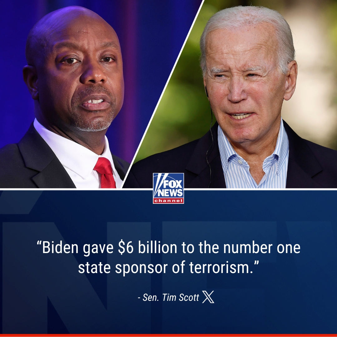 FoxNews's tweet photo. 'UNBELIEVABLE': Republican presidential candidate @SenatorTimScott slams Biden for focusing more on Ukraine than the terror in Israel during Oval Office speech.  https://t.co/YS5cuI8YkV https://t.co/xNmyDe8dze