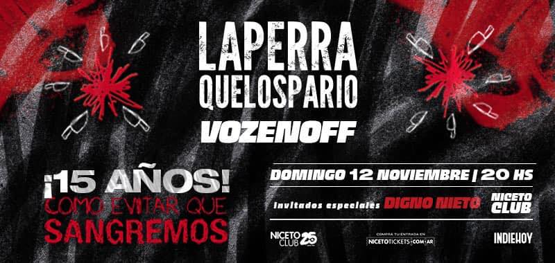 El 12 de Noviembre festejamos en Niceto el cumpleaños  de 'Como Evitar que sangremos'

Amigos invitados: VozEnOff y Digno Nieto

Anticipadas 👉👇passline.com/eventos/la-per…