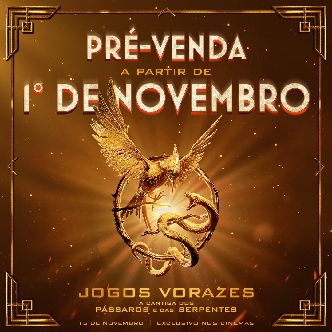 ParisFilmes's tweet photo. A CAPITAL INFORMA: Agora é oficial!
PRÉ-VENDA de ingressos a partir de 01 de novembro! 🎟

Prepare-se: está chegando o novo #JogosVorazes - A Cantiga dos #PássarosEDasSerpentes! 🐍🦅

15 de novembro, exclusivamente nos cinemas! https://t.co/ILaSlQkCOt