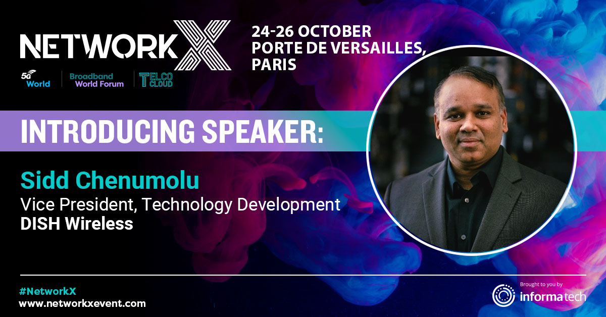 🎙️Excited for #NetworkX in Paris! Don't miss #DISHWireless VP of Tech Dev Sidd Chenumolu as he dives into #OpenRAN for the #Enterprise and #PWNs. 🌐 Join us for his Operator Opening Address Tue, Oct. 24.

Details here: bit.ly/3E7p7uc 🔍
