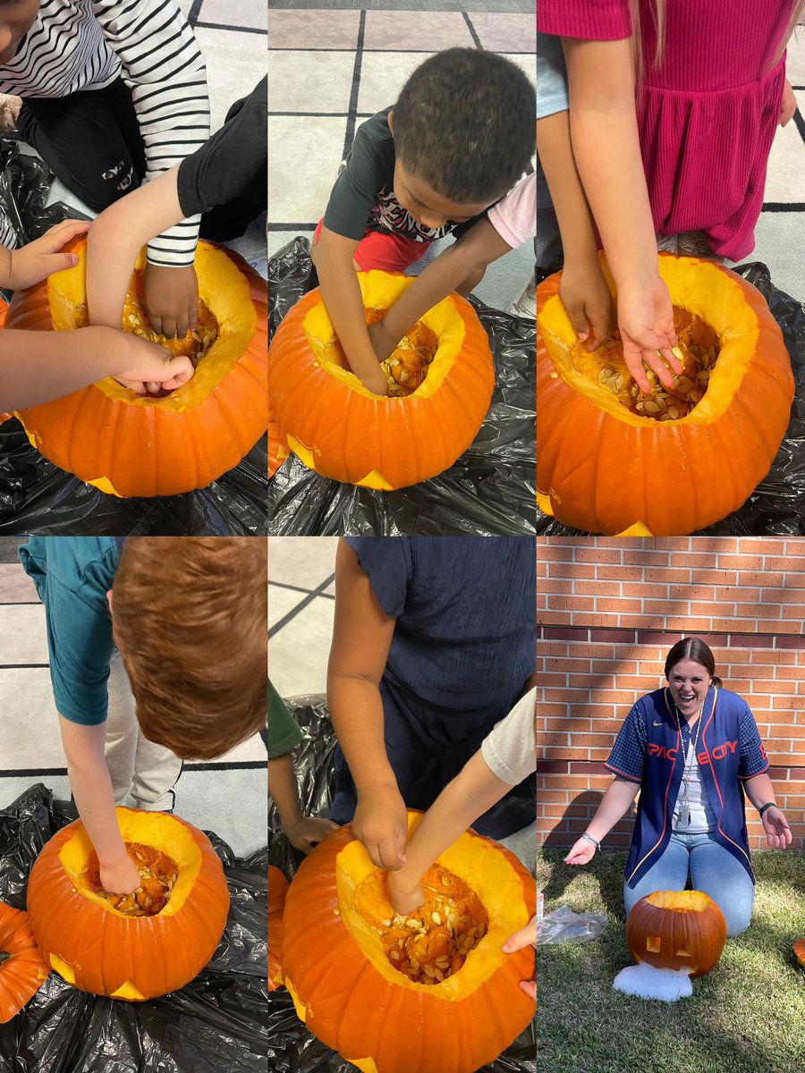 MissMurski's tweet photo. Such a fun filled Friday!! We had our first reading buddies visit📚, collected pumpkin seeds🎃, and made our pumpkin sick (everyone’s favorite part)😬  @HumbleISD_OFE #LevelingUpOurLearning https://t.co/3t4VVKJqAf