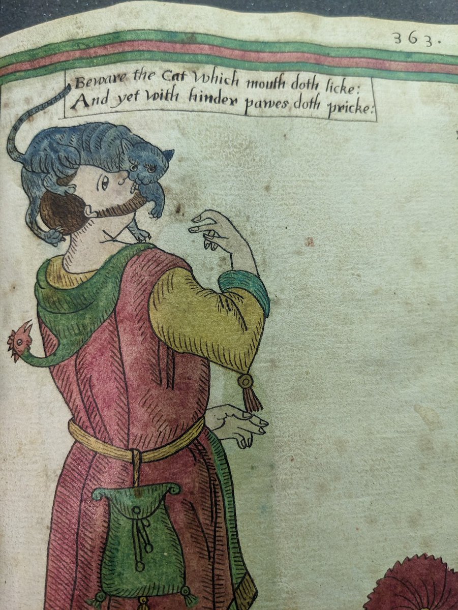 NoraEpstein's tweet photo. These last weeks were exhausting on every level, but I am so grateful to have been slightly distracted by a fantastic research trip to England, supported by @BibSocAmer.

If you need a break from doomscrolling, check out these silly 16/17c. MS images that kept my spirits up. https://t.co/KlqKD7EAiV
