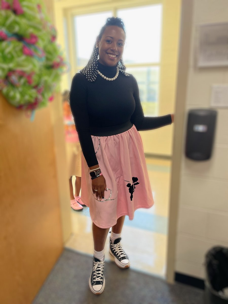 <a href="/msjonesinkinder/">Kaitlin Jones</a> and Ms. Bell pose with a few of their students as they celebrate the 50th day of school. Cute, right?