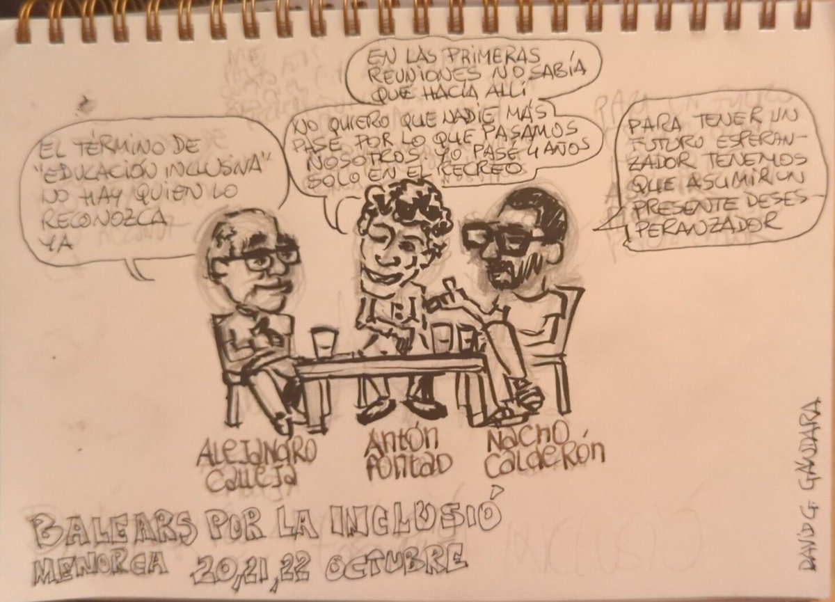 <a href="/jandrocalleja/">Alejandro Calleja</a> <a href="/icalmendros/">Nacho Calderón Almen</a> y Antón Fontao charlando sobre inclusión en las jornadas Balears por la inclusió, organizado por <a href="/MenorcaIncluye/">Menorca Incluye</a> #balearsperlainclusió