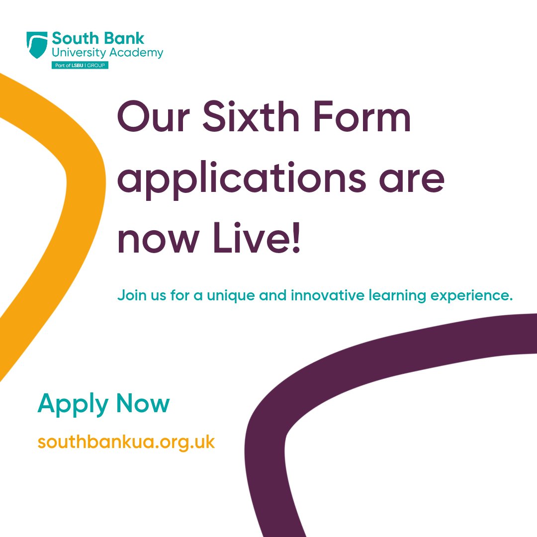 Our Sixth Form applications are now live! Click the link below to apply today! Embark on a journey of knowledge and growth with South Bank UA Sixth Form. southbankua.org.uk/how-to-apply-s…