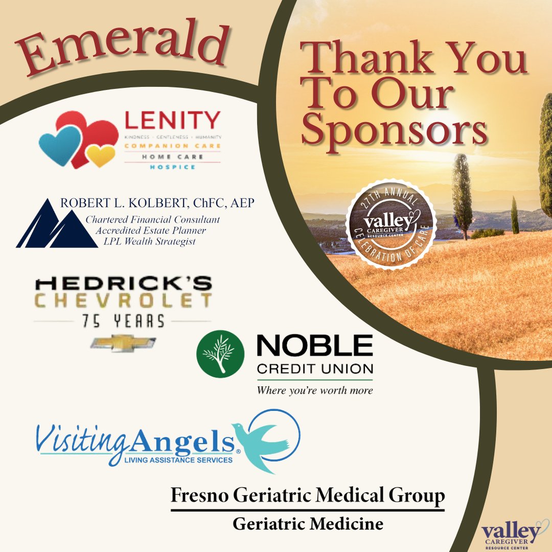 🌟 We're thrilled to welcome our next round of incredible Sapphire Sponsors for the 2023 Celebration of Care! 🙌

#valleycaregivers #lenity #noblecreditunion #visitingangels #hedrickschevrolet #robertkolbert #fresnogeriatricgroup   #SapphireSponsors #CelebrationOfCare