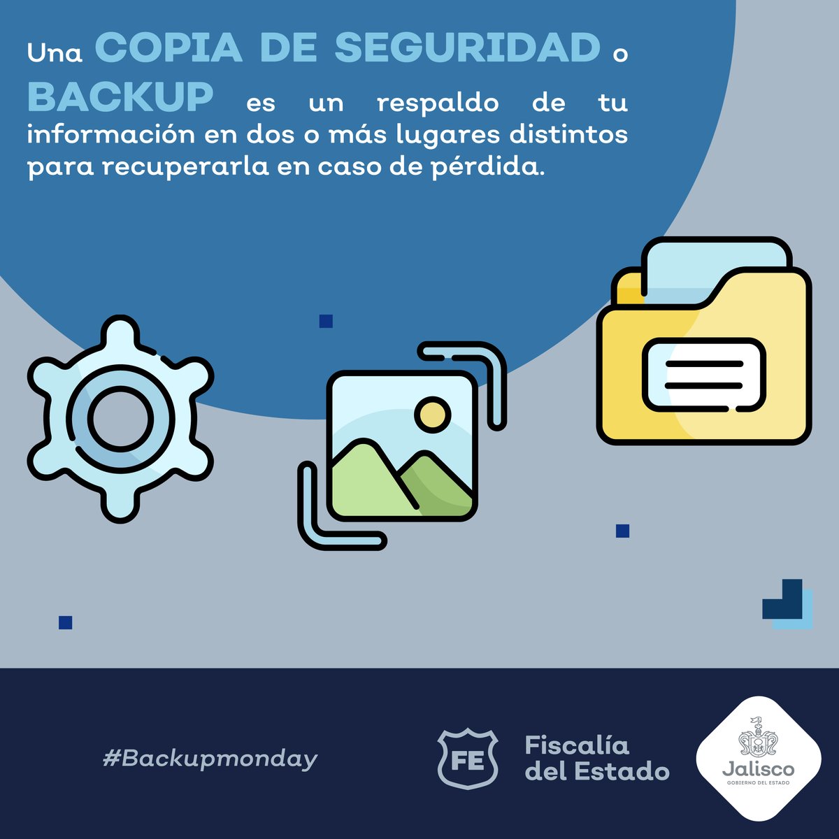 CiberneticaJal's tweet image. Tener una copia de respaldo de tus documentos, fotografías, configuraciones y contactos, entre otros, puede ser de mucha ayuda en caso de pérdida.
#Backupmonday
#Prevencióndeldelito
#CibernéticaJalisco