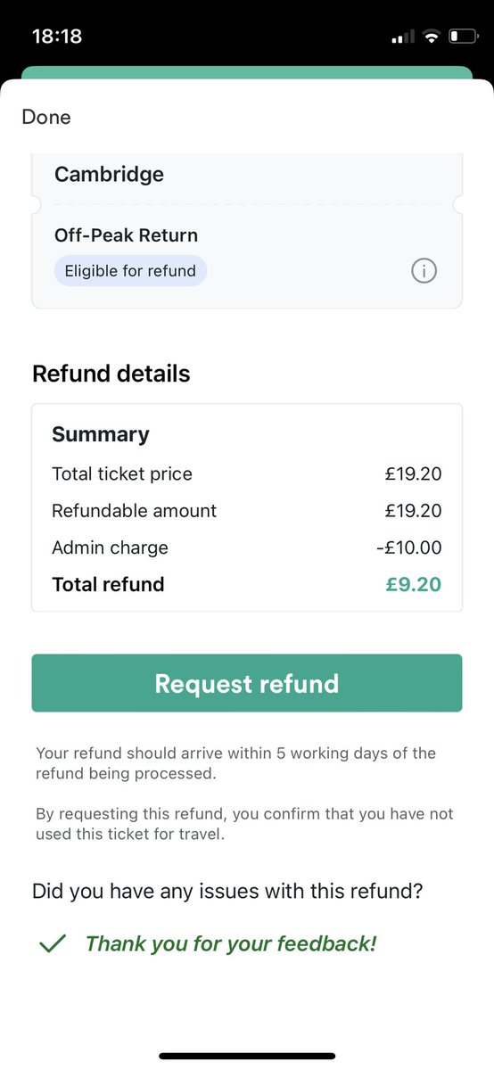 gglenj's tweet photo. @thetrainline can someone please explain to me why you won’t refund in full for a cancelled journey? And what even is an admin fee? https://t.co/zgDdO9W2zu