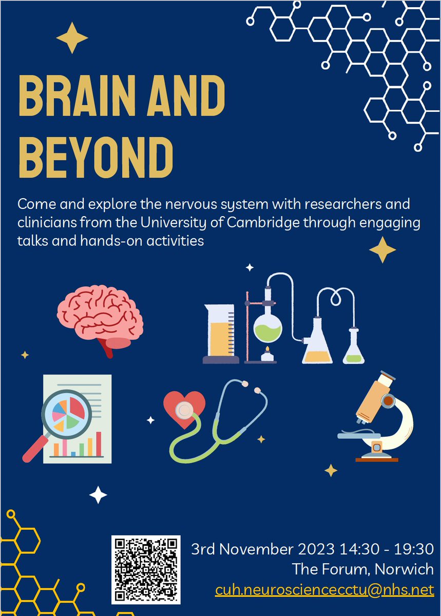 Clinical Neurosciences is visiting Norwich for a free public event! Ever wondered what brain research is all about? Time to find out. Everyone's welcome. Talks, stalls and the opportunity to meet neuroscience researchers