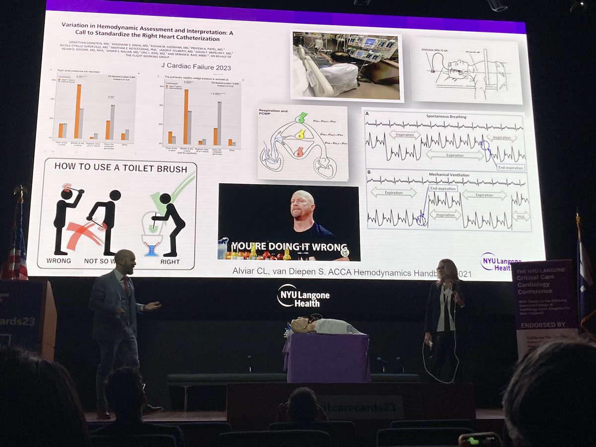 Entertaining high-yield debate on invasive vs noninvasive hemodynamic assessments of the acutely ill cardiac patient between @carlosalviar and #courtneybennett w/ awesome reviews on how to assess congestion and perfusion in real time! Cc: @RyanTedfordMD @msiuba #critcarecards23