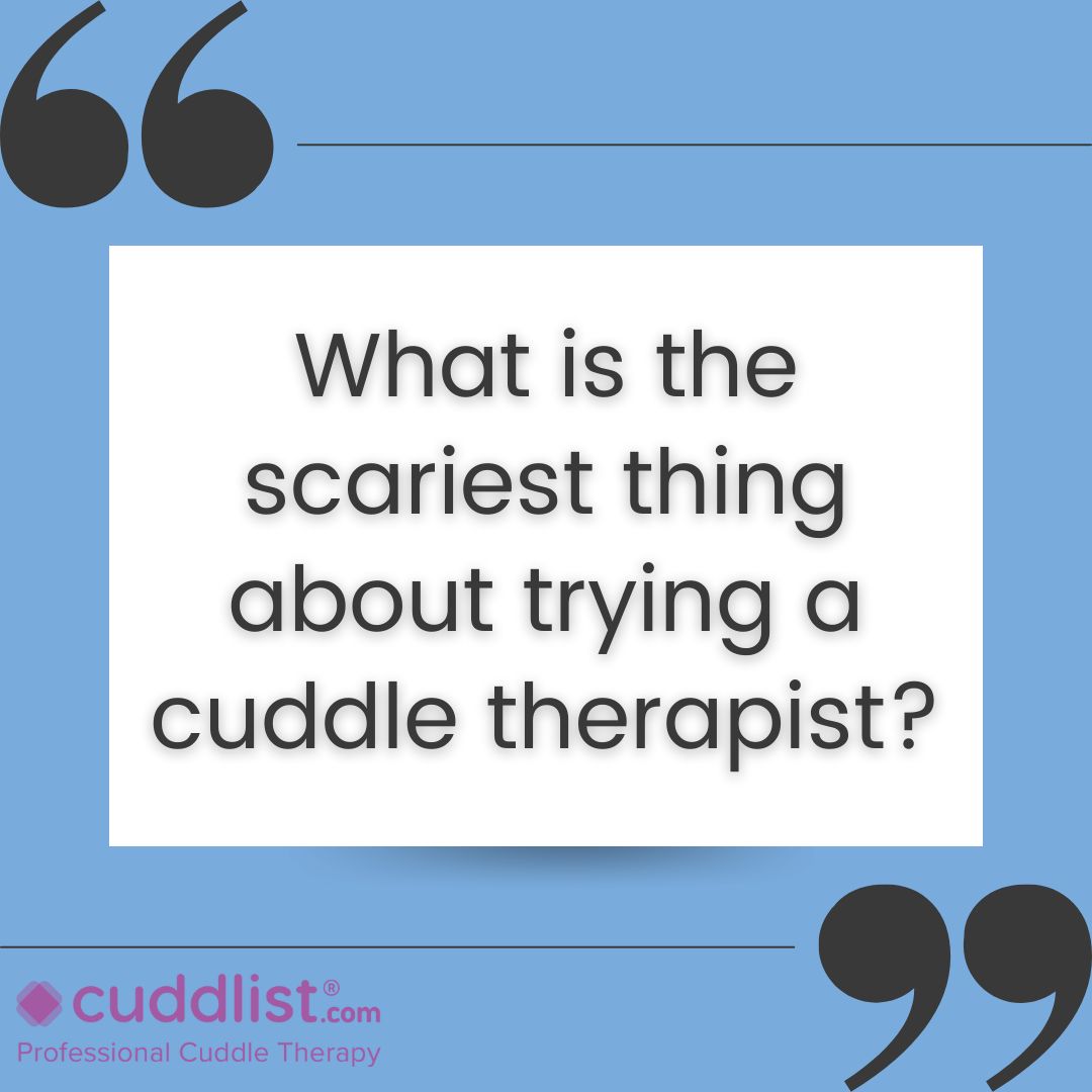 Cuddlist's tweet image. Friday Discussion Topic:
What is the scariest thing about trying a cuddle therapist?

#cuddlist #fridaydiscussion #cuddletherapy #discusiontopic #cuddletherapist #fridaydiscussiontopic #tipsandtricks #discuss #cuddling #touchtherapy #cuddletraining