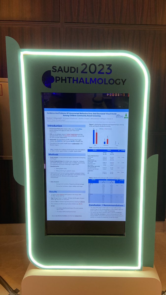 We are thrilled to present our poster at the Saudi Ophthalmology Conference! 🎉 

Grateful for the opportunity to share our interesting findings and insights. 

Special thanks to Dr. Huda Hussain for her invaluable guidance and support!
