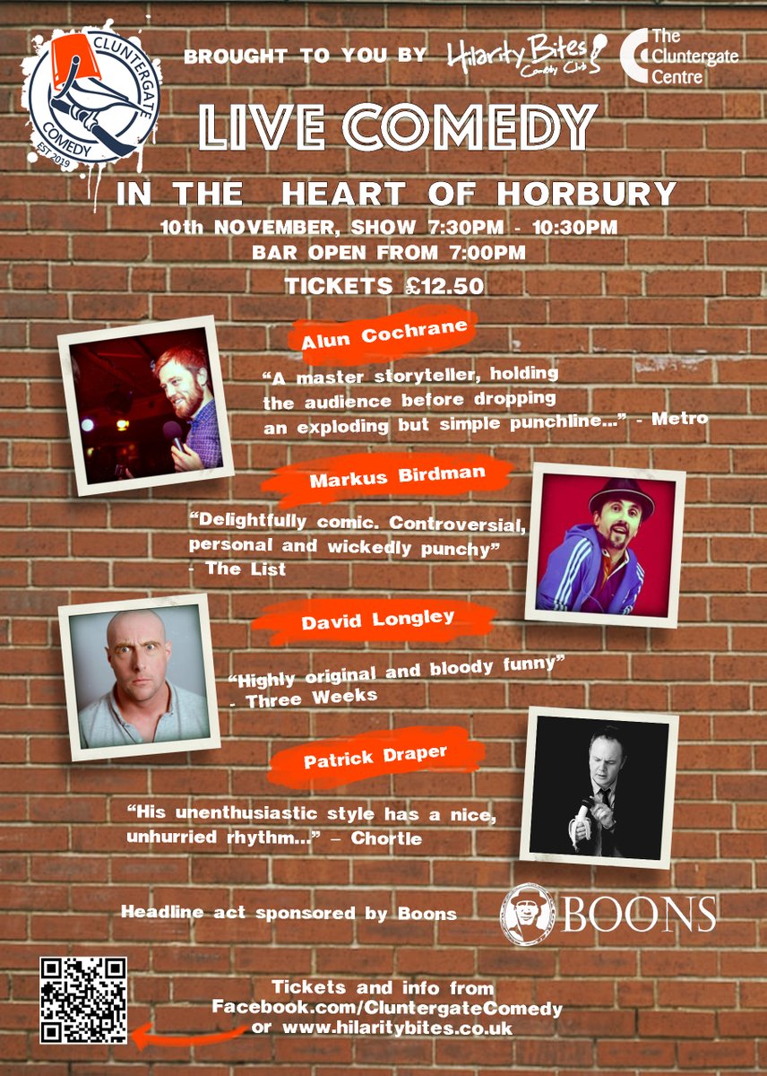 CluntergateHaHa's tweet photo. Live comedy in the heart of Horbury returns to @cluntergate in just three weeks time! Tickets are moving fast, so act quickly - tickets and info: https://t.co/EjM1OqGltV

#Horbury #Ossett #Wakefield #Comedy #LiveComedy #WhatsOnWakefield #LoveHorbury #LoveWhereYouLive https://t.co/RGk7d7qxSZ