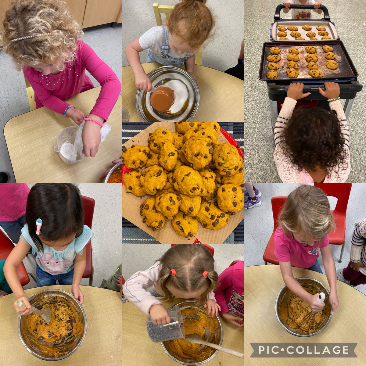 Fridays are for baking! Together we read through the recipe, gathered all the ingredients and found the cooking equipment needed to complete our cookies 🎃 #literacy #math #lifeskills <a href="/DonnellyEmilie/">Mrs. Donnelly</a> <a href="/louisearbourfi/">Louise Arbour FI</a> <a href="/TVDSBKinder/">TVDSBKindergarten</a>
