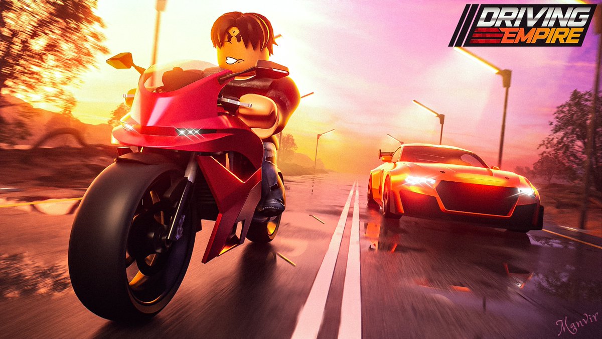 Thumbnail for @_DrivingEmpire 's update last week! Bike v/s Car, which one would you pick?? Please do Like ❤️and Retweet 🔁 See my work at manvirarts.com #Roblox #RobloxDev #robloxart #RobloxGFX