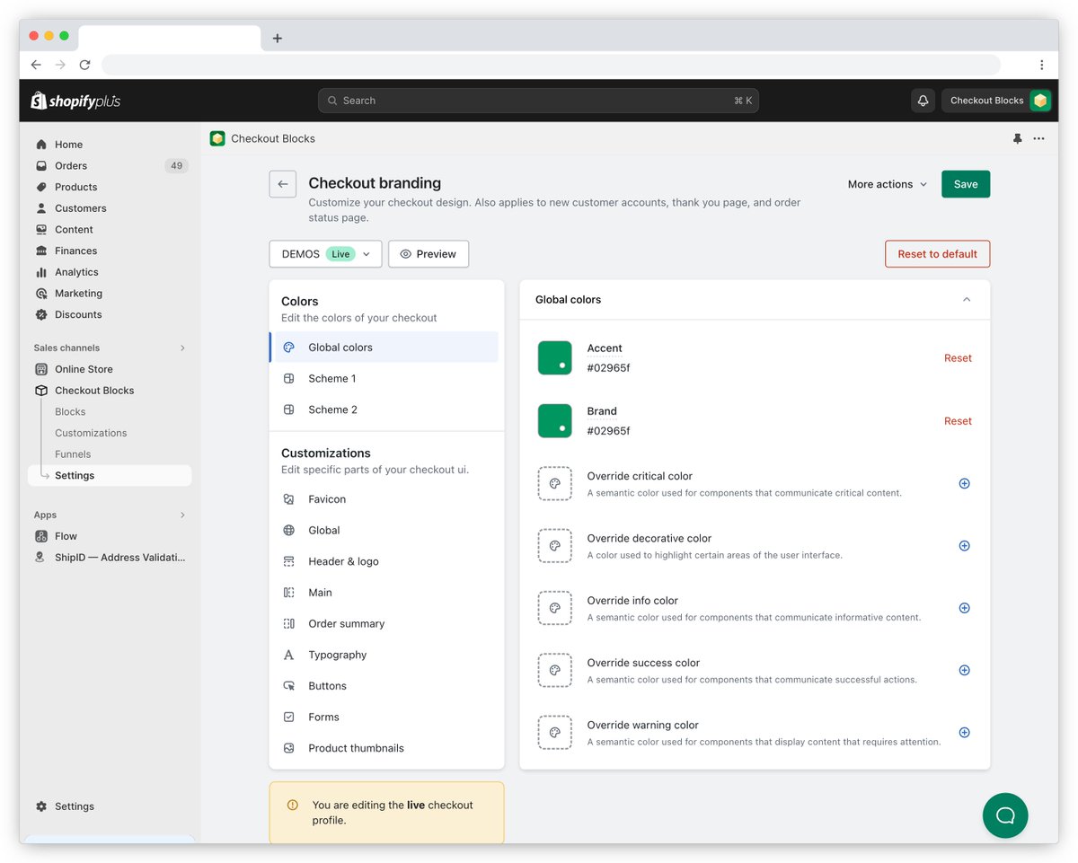PSA: <a href="/CheckoutBlocks/">Checkout Blocks</a> offers a GUI that wraps the Checkout Branding API so that you can make advanced branding changes to checkout. 
AND it's 100% free with no subscription required. 🆓🆓🆓