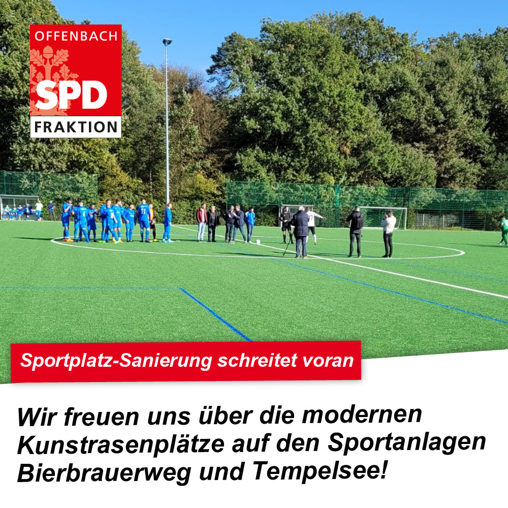 Wir freuen uns über die neuen Kunstrasenplätze auf den Sportanlagen Bierbrauerweg und Tempelsee!

spd-offenbach.de/de/vertreterin… #Offenbach
