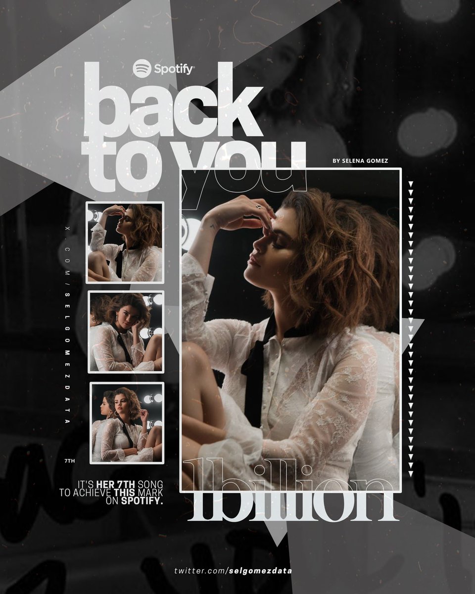 .@SelenaGomez’s soundtrack “Back To You” has now surpassed 1 BILLION total streams on Spotify. It's her 7th song to reach this mark and 2nd solo.