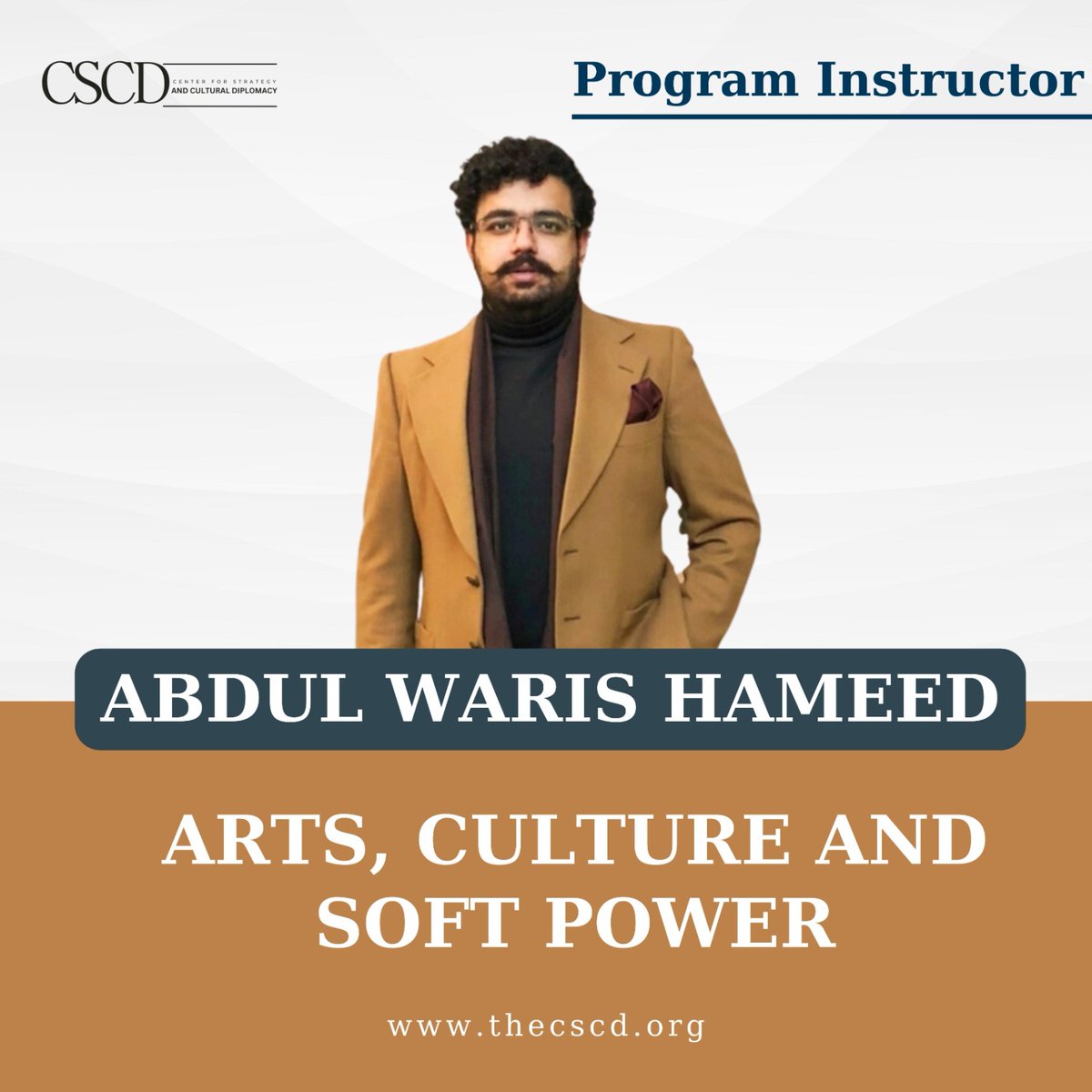 A_WarisHameed's tweet photo. Happy to announce that I will be teaching a course on Arts, Culture and Soft Power with @CscDiplomacy. 

Please use the link below to register:
https://t.co/3iZ7C5urRj
Looking forward to this course. https://t.co/HQeKtNgdYo