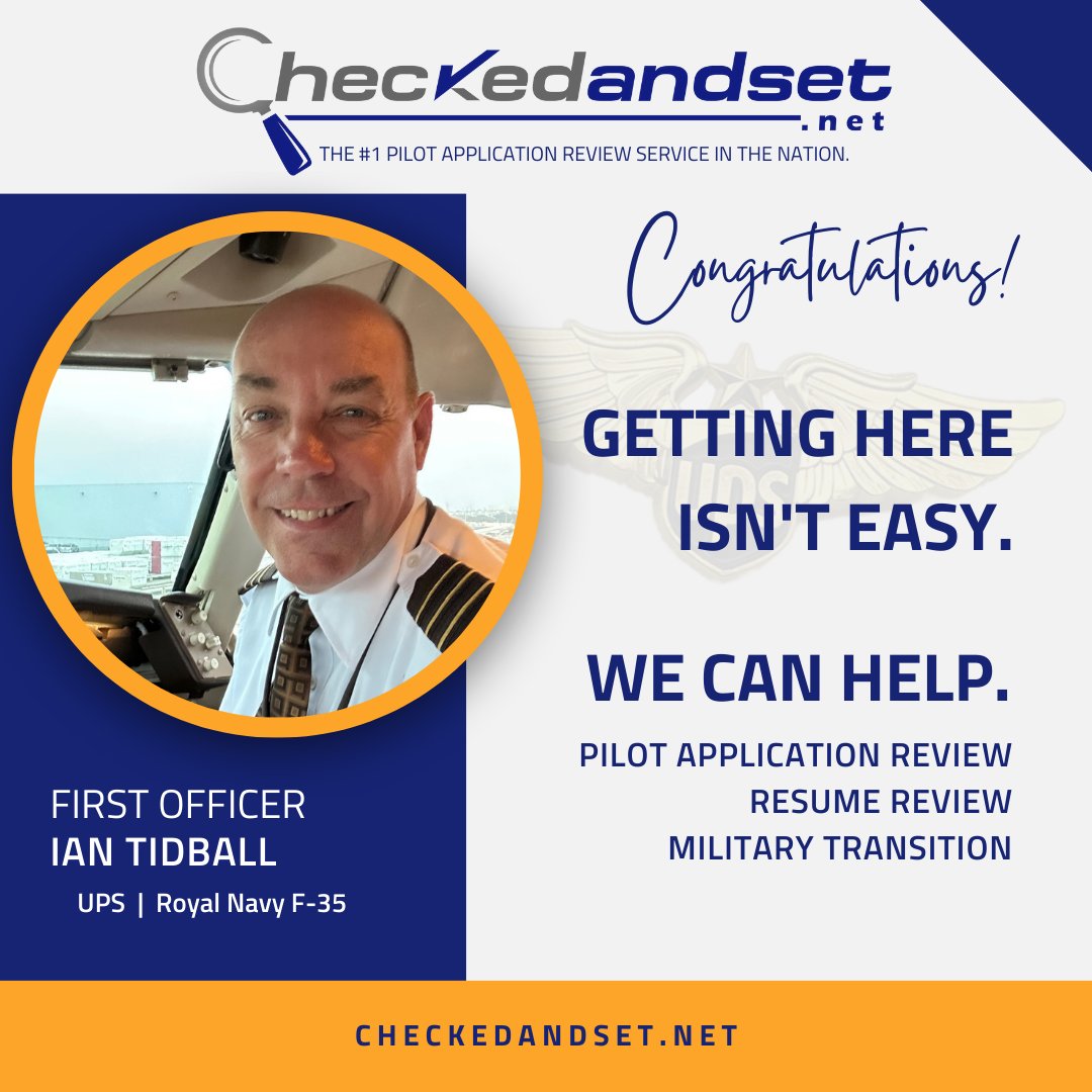 CheckedAndSet's tweet image. Congratulations, Ian!

Getting to @UPS isn’t easy.
We can help.

Schedule your consultation today.

#aviationjobs #pilotjob #aviationcareer #pilot #military #armedforces
#checkedandset
